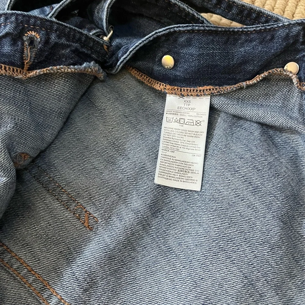 Gap for Good Relaxed Denim Overalls Medium Indigo Wash Raw Hem -  XXS - EUC - Picture 7 of 8